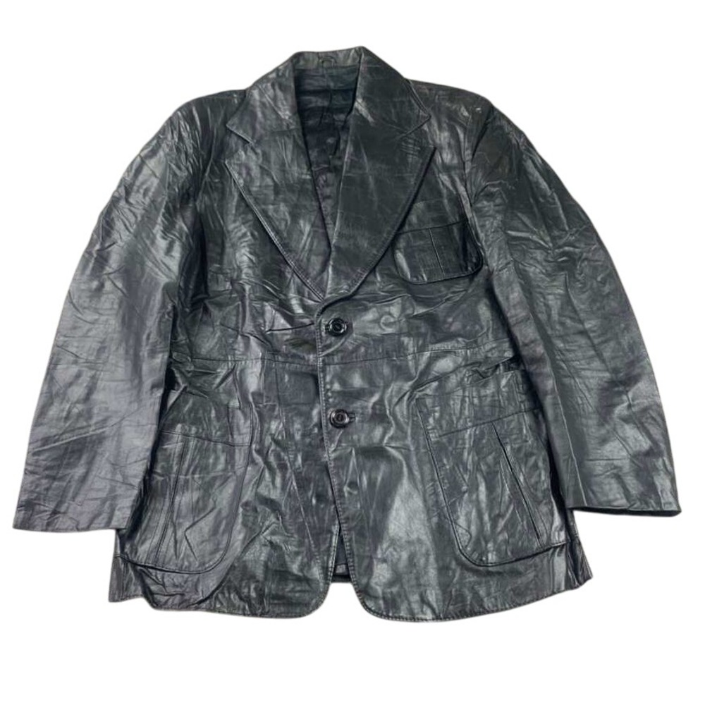Vintage 70s McGregor Leather Blazer Jacket Size 40 Black‎ Sport Coat Brazil Made